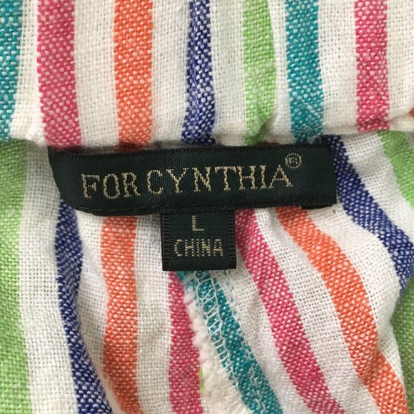 SOLD!! Linen Blend Striped Pants 4 Pockets by For Cynthia - Picture 7 of 7